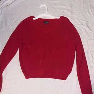 red knit sweater